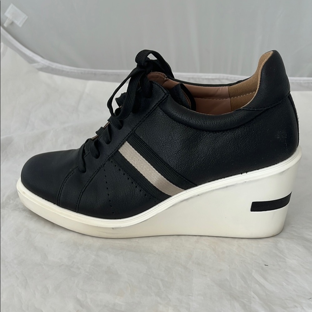 Paolo Black and White Wedge Sneakers - Picture 5 of 15